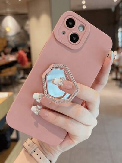 钻石镜面粉色手机壳，可爱少女风，兼容 17、16、15、14、13、S26 Ultra、S25 Plus、S24、荣耀 400 Lite、200 Pro、荣耀 A5、X9、X8、X6、9X 以及 Smart 6/7/8/9/10、14T、15T Pro