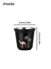 1件 800ml 保溫茶壺，中東風格花葉保溫茶壺，駱駝棕櫚樹保溫咖啡壺，茶壺，水壺；80ml 雙層保溫咖啡杯，茶杯，水杯，適用於家庭、咖啡店、茶館、款待客人 - B(Black) - 查看 10