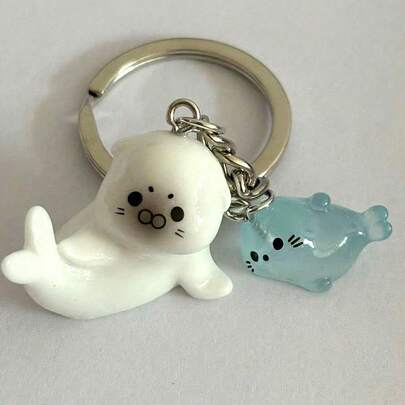 Bộ móc khóa hình sư tử biển | Mặt dây chuyền trang trí dễ thương, quà tặng hoàn hảo cho cả nam và nữ trong dịp lễ, chủ đề đại dương, phụ kiện túi xách đáng yêu, quà tặng tựu trường, làm từ hợp kim kẽm và nhựa.