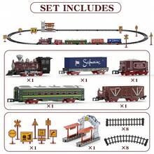 Electric Train Sets For Boys Girls Metal Alloy Christmas Trains Toys Steam Locomotive, Passenger Carriages, Tracks, Light & Sounds Rechargeable Birthday Gifts For Kids 3 4 5 6 7 8 + Years Old - Multicolor - View 8