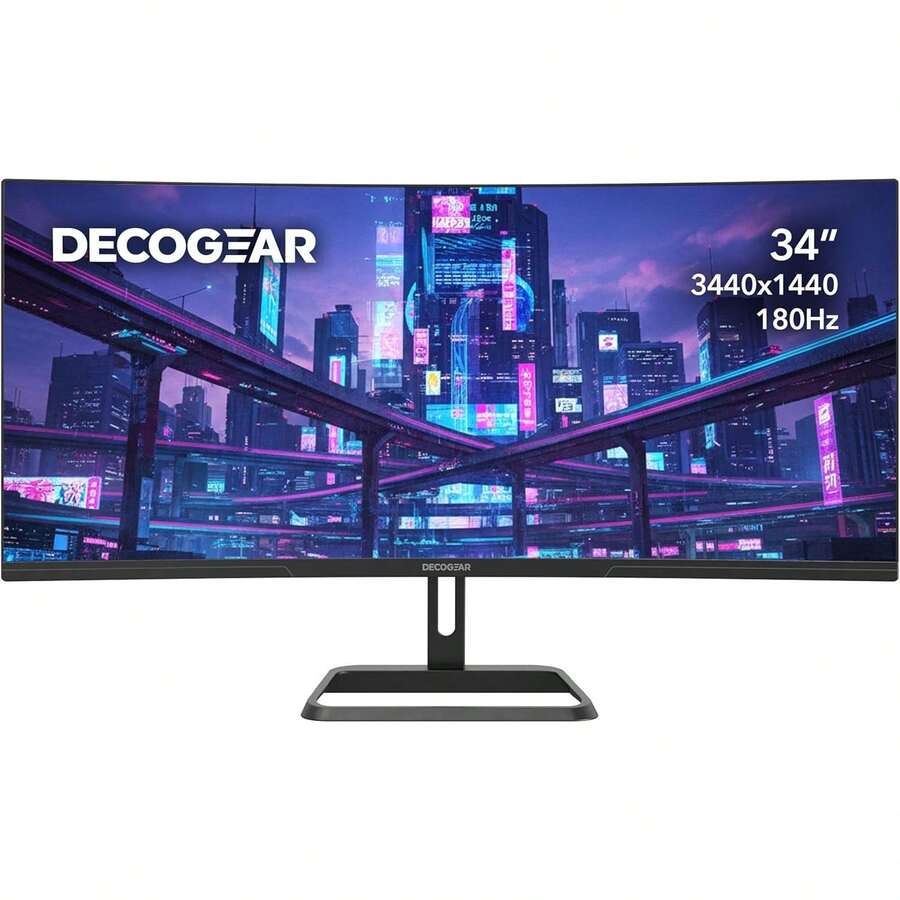DECO 34 Ultrawide Curved Gaming Monitor, 3440x1440, 180Hz, 1ms, HDR, Adaptive Sync - 查看 1