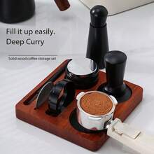 Prensador de café con embudo dosificador, set de prensador de café ajustable de acero inoxidable y aleación de aluminio con escala de medición - Negro - Ver 3