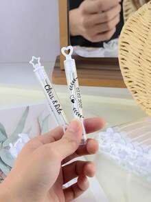 1/60/100入客製化姓名貼紙，婚禮主題透明防水貼紙，泡泡管情侶婚禮圖案設計，多款可客製姓名標籤，防水防油、強黏性，婚禮伴手禮包裝貼 - 彩色 - 查看 11