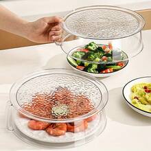 1pc Multifunctional Microwave Splash Guard - Heat Resistant Up To 200°C, 360° Splash-Proof Design, Stackable Plastic Food Cover, Ideal For Protecting Vegetables And Fruits - Multicolor - View 4