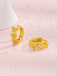 1 Pasang Anting Bunga Lima Kelopak yang Cantik dan Manis, Cocok untuk Anak Perempuan Kenakan di Pesta Pantai Musim Panas, Liburan, Kencan, Sehari-hari, Hadiah Perhiasan Modis - Emas - View 2