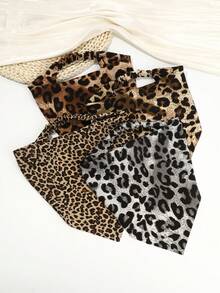 4/1件装豹纹极简弹力发带/头巾，多功能发饰，适合女性夏季沙滩发带度假女士头巾 - 彩色 - 查看 8