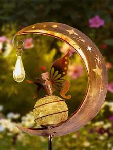 1pc Solar Powered Moon Fairy Garden Light - Elegant Fantasy Design Suitable For Garden Pathways And Gazebos - Fairy Kick - View 8