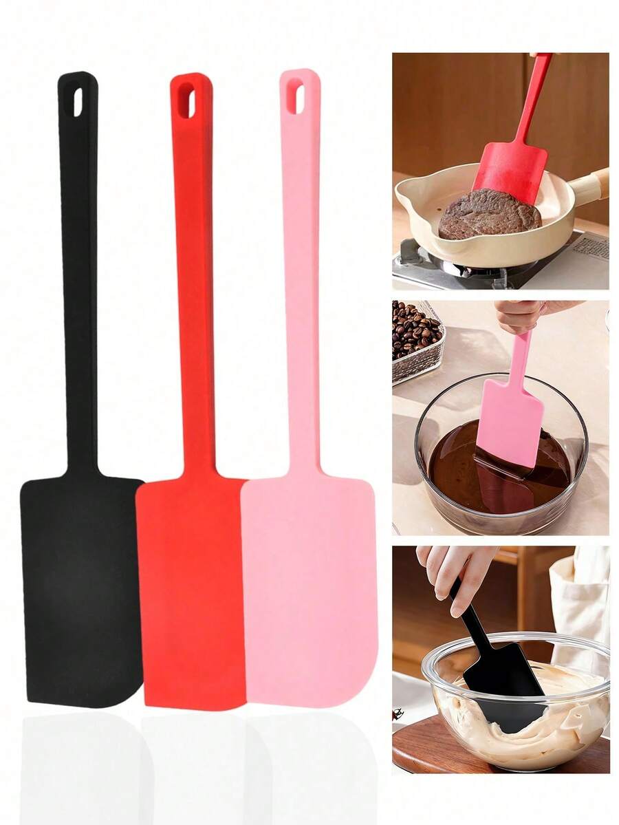 1pc Silicone Cream Cake Spatula, Large Silicone Scraper, Baking Scraper, Cream Scraper, Silicone Spatula, Silicone Butter Scraper - Multicolor - View 1