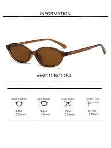1 Cặp kính thời trang gọng nhỏ hình bầu dục kiểu retro mới, unisex, cao cấp, thích hợp cho chụp ảnh đường phố và du lịch. - Màu nâu - Xem 2