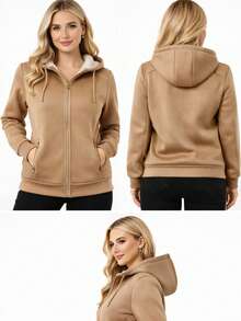 Women's Super Stylish Waterproof Fleece Jacket With Removable Hood, Neoprene - Màu nâu  Mocha - Xem 2
