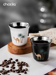 1件 800ml 保溫茶壺，中東風花葉保溫茶壺，駱駝棕櫚樹保溫咖啡壺，茶壺，水壺；80ml 雙層保溫咖啡杯，茶杯，水杯，適用於居家、咖啡店、茶館、款待客人 - A(White) - 查看 4