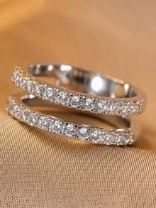1 chiếc nhẫn nữ vuông thanh lịch đính đá Cubic Zirconia, thích hợp làm quà tặng đám cưới, lễ đính hôn, kỷ niệm, quà tặng ngày Valentine. - 1 # - Xem 2