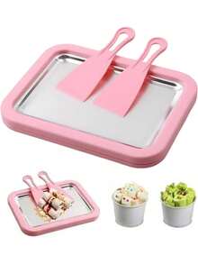 1台全自动家用冰淇淋机，配有速冻板和2个刮刀。是与家人一起DIY，制作冰淇淋和冰沙甜点的理想之选。适用于派对、家庭娱乐和家庭厨房使用。采用不锈钢材质。 - 彩色 - 查看 8