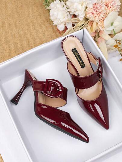 Women's Pointed Toe High Heel Mule Shoes, Flattering Foot Shape, Tall And Slim, Versatile For Matching, Suitable For Wedding, School, Party, Vacation, Office, Outdoor