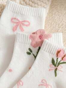 5 Pasang Kaos Kaki Pendek Anak-Anak Motif Hati Minimalis dengan Hiasan Rumbai, Sangat Tipis & Bernapas, Gaya Modis Ins, Kaos Kaki Putih Nyaman, Warna Acak, Cocok untuk Semua Musim - MultiWarna - View 4