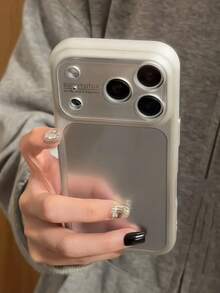 高端纯色裸机纹理直边自粘镜头膜，适用于苹果16 Pro Max手机壳、13英寸新款14英寸Pro、16英寸极简15 Pro Max全覆盖保护壳 - 銀色 - 查看 3