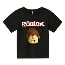 2026 Young Girl's Boy's Graphic Print Tops, Robloxing Kid T-Shirt Boys Game Sports Cotton T-Shirt Child Cartoon Short Sve Top Casual Street Haruku Clothes Black,Short Sleeved Single-Sided Printed T-Shirt Fashion Print Casual T-Shirt,100% Cotton Short Sleeve Casual Tee, Patterned Printed Short Sleeved Top T-Shirt. Mommy And Daughter Matching Outfit Size 4Y-13Y, S-XXXL, Men Clothing, Tops For Women, Unisex Graphic T Shirt, Perfect Gift For Back To School And Mother's Day, Can Be Matched With Parent-Child Outfits - Black - View 8