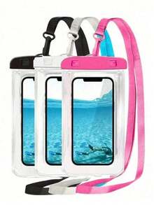 1pc Universal Waterproof Phone Pouch With Touch Screen Function, Supports Face Unlock, Suitable For Swimming, Rafting, Etc. Transparent Waterproof Diving Bag, Waterproof Touch Screen, Underwater Photography, Dustproof Shockproof Rainproof Waterproof, Floating Device, Convenient Phone Protective Case - A - View 2