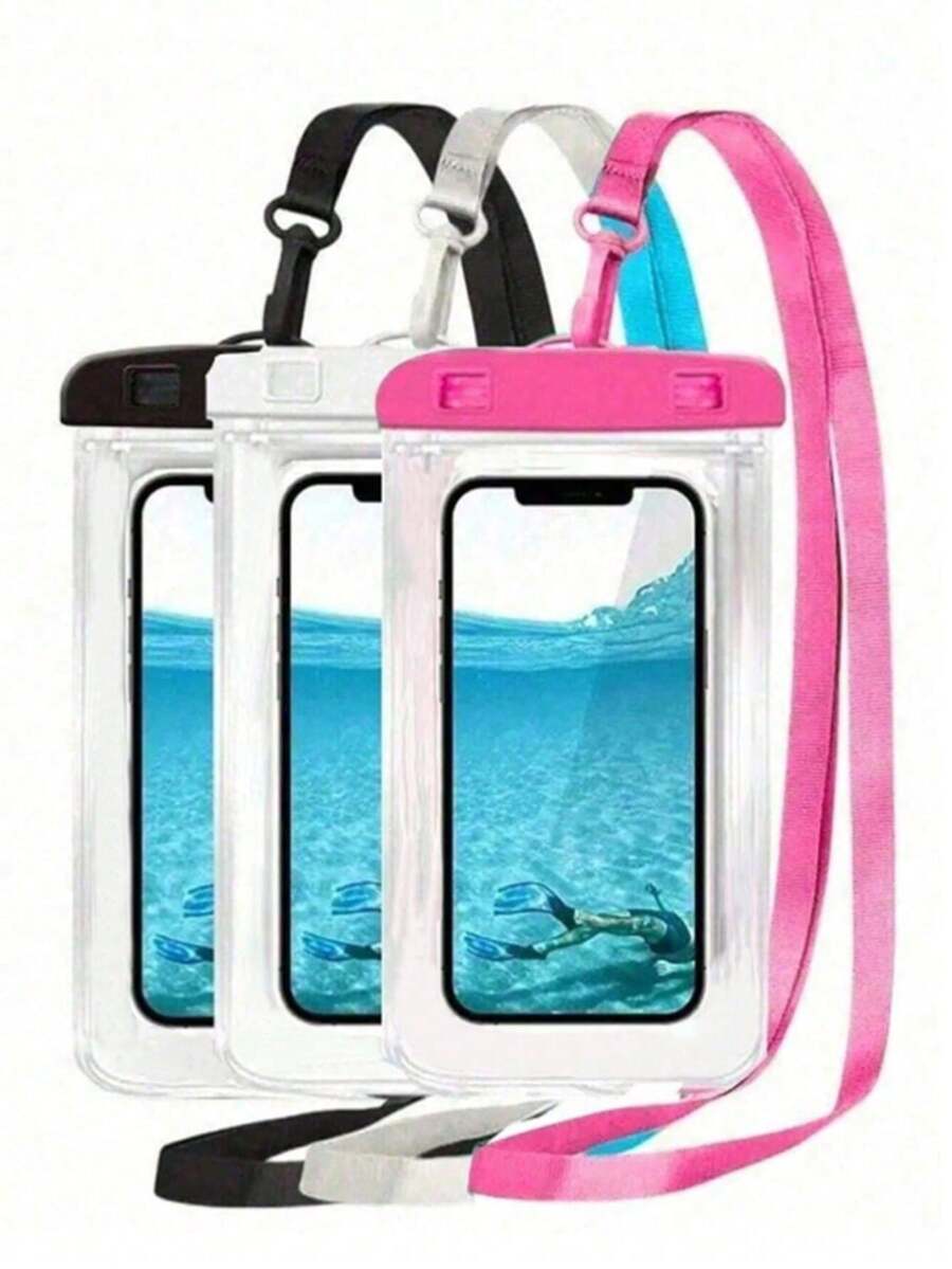 1pc Universal Waterproof Phone Pouch With Touch Screen Function, Supports Face Unlock, Suitable For Swimming, Rafting, Etc. Transparent Waterproof Diving Bag, Waterproof Touch Screen, Underwater Photography, Dustproof Shockproof Rainproof Waterproof, Floating Device, Convenient Phone Protective Case