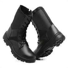 Men's Tactical Military Boot With Reinforced Leather, Waterproof, With Adjustable Zipper - Cheap - Black and White - View 10