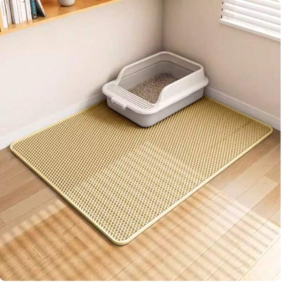 双层防水猫砂盆垫。双层蜂窝设计有助于收集猫砂。适用于各种类型的猫砂、封闭式猫砂盆和自动清洁猫砂盆。防水防漏：底层防水防滑，防止液体渗入，且易于移动。 - 米色 - 查看 1