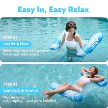 Sloosh - Paquete de 4 hamacas flotadores de piscina para adultos 4 en 1 inflables multiusos para piscina hamaca de agua de PVC azul rosa cian verde - Azul rosa cian verde - Ver 4