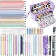 Bộ dụng cụ học tập thẩm mỹ: Bút chì bấm 0.5mm, hộp đựng bút dung tích lớn, 12 bút dạ quang, 6 bút bi đen, văn phòng phẩm học sinh, quà Giáng sinh, đồ dùng thiết yếu cho năm học mới. - Văn phòng phẩm - Xem 10