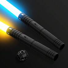 MAMXUAN Đồ chơi trẻ em (1/2 chiếc), tay cầm hợp kim nhôm, 20 chế độ đèn RGB, 3 hiệu ứng âm thanh, lưỡi dao kép có thể tháo rời, trải nghiệm xem phim sống động, đạo cụ hóa trang Halloween, Giáng sinh, Phục sinh, quà sinh nhật, đồ chơi cho bé trai. - màu đen - Xem 12