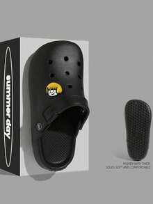 MAOLI Summer New Casual Hollow Sandals, Soft And Comfortable Beach Flat Slippers, Unisex Couples Solid Color Fashion Slip-On Open Toe Quick-Drying Breathable Shoes, Can DIY Accessory Matching - Black (little Girl) - View 6