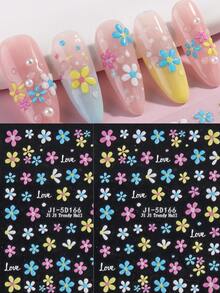 3D-nail art-klistermärken med fem kronblad och präglade blommor, vår/sommar - Multifärgad - Visa 13