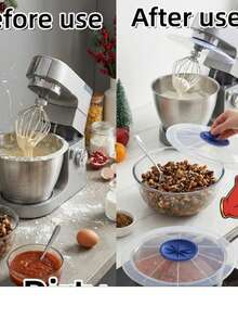 1pc Round Plastic Blender Splash Guard - Splash Cover With Measurement Scale, Oil-Resistant Lid, Easy To Clean Cooking Kitchen Accessory | Transparent Design | Easy To Clean Material - Multicolor - View 5