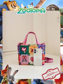 1 Pc Disney Official Licensed Zootopia Pattern Handbag Colorful Sling Bag Drawstring Shoulder Bag Lightweight Handbag - From Verifiable Perfect For Daily/Shopping/Going Out/Valentine's Day - Multicolor - View 4