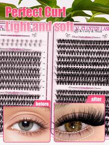 624pcs False Eyelashes, D Curl, Natural & Fluffy, Bottom Lashes +30D+40D+50D+60D, 8mm-16mm Mixed Length, DIY Cluster Fake Lashes - D - View 2