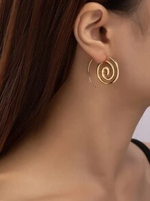 1 Đôi bông tai vòng xoắn ốc thời trang dành cho nữ - Hình xoắn ốc - Xem 5