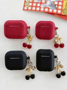 1pc Pro 3 2025 Soft Silicone Protective Case, Suitable For AirPods Pro 2/3/4, 1/2/Pro, With Cherry Pendant - Multicolor - View 1