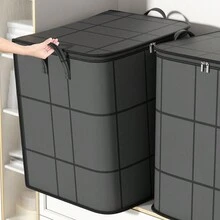 1pc Large Storage Bag, Suitable For Organizing Blankets, Clothes, Bedding, Foldable With Reinforced Handle, Transparent Window And Sturdy Zipper, Grey Color, Suitable For Decoration, Holiday, Room, Home, Bedroom, Etc. - Grey - View 2