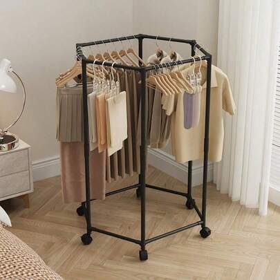 Hexagonal Garment Rack Clothes Hanging Rack With Wheels Home Boutique Retail Store