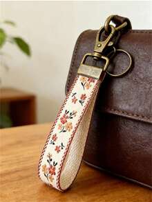 1个双面刺绣布艺钥匙扣，包包挂饰，双层缎带钥匙扣，编织挂绳钥匙扣配件，印花钥匙扣挂绳，女士汽车/包包挂绳，通用挂绳，适合作为礼物，也是一份很棒的母亲节礼物，手机挂饰 - 多色 - 查看 4