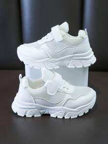 Giày thể thao đế dày thoáng khí cho trẻ em - Giày casual có khóa dán điều chỉnh, giày thể thao đế dày chống trượt. - trắng - Xem 1
