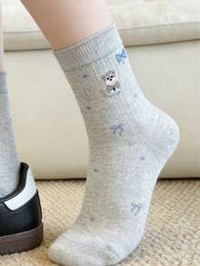 1双日系卡通中筒袜，女士秋冬新款运动休闲长袜，可爱袜子 - 彩色 - 查看 2