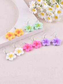 5 đôi bông tai hình hoa và hoa sứ, phụ kiện trang sức dự tiệc dành cho nữ. - Nhiều màu - Xem 2