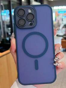 奢华磨砂无线充电防震手机壳，兼容苹果17/16/15/14/13/12/11 Pro Max，带半透明盔甲保护盖 - 寶藍色 - 查看 2