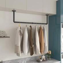 1 Stück Wandmontierter Kleiderständer, Industrieller Rohr Kleiderhänger 36 Zoll Schwarz, Schwerlast Wandmontage Kleiderstange für Schlafzimmer, Eingangsbereich, Wäschetrockner, Einzelhandelsausstellung Kleiderstange - Schwarz - Übersicht 5