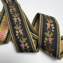 1/5 Yard 4.5cm Floral Jacquard Ribbon Decoration - Clothing, Bags, Backpack Straps, Keychains, Phone Chains, Fabric Handmade Sewing Decor - Garment Accessories And Add-Ons | Vibrant Patterned Ribbon | Suitable For Beginner Sewing - Multicolor a - View 20