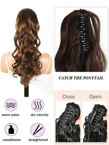 爪夹抽绳马尾接发，波浪卷发假马尾，真人发夹式马尾假发，轻松打造蓬松自然发型，适合日常造型和派对场合 - S4 - 查看 12