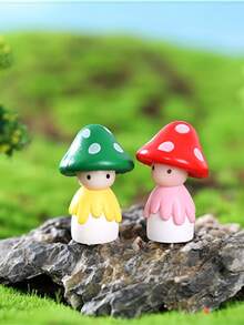 2pcs/10pcs Random Mushroom Fairy Doll, Fairy Garden Decor, Creative Cartoon Figurine, Resin Miniature Mushroom Statue, Suitable For Cake, Dollhouse, Garden Decor, DIY Accessories - Mushroom - View 13