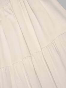Women Solid Color Simple Versatile Ruffle Hem A-Line Skirt Black Spring - 米色 - 查看 5