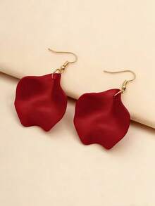 一对百搭树叶造型耳环，适合日常佩戴 - 紅色 - 查看 1