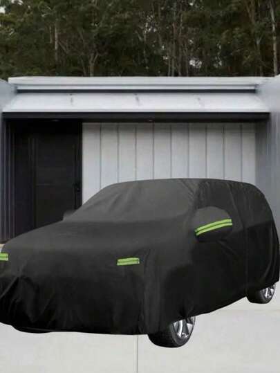 SUV Car Cover, Waterproof Outdoor Car Cover, All-Weather Protection Against Sun, Frost, And Snow, Suitable For SUV And Outdoor Vehicles, Protection Against Snow, Rain, UV, And Dust - Premium Full Car Exterior Cover With Reflective Strips And Windproof Strap, Black 190T Coated Polyester Car Cover, Waterproof, Sunproof, With Polyester Reflective Strips, Thick Rainproof