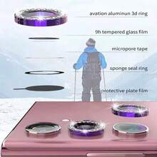 Metal And Diamond Camera Protector Kit For XIAOMI  Note 14 4G 5G / Note 14 Pro 4G 5G / Note 15 / Note 15 Pro / Pro Plus - Diamante preto - 查看 5